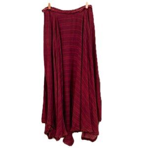 Free People Burgundy Plaid Handkerchief Hem Maxi Skirt – Size 10